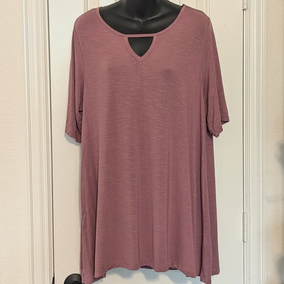Modcloth Keyhole Neckline Mauve/Rose Tee, Size 2X - Picture 1 of 9